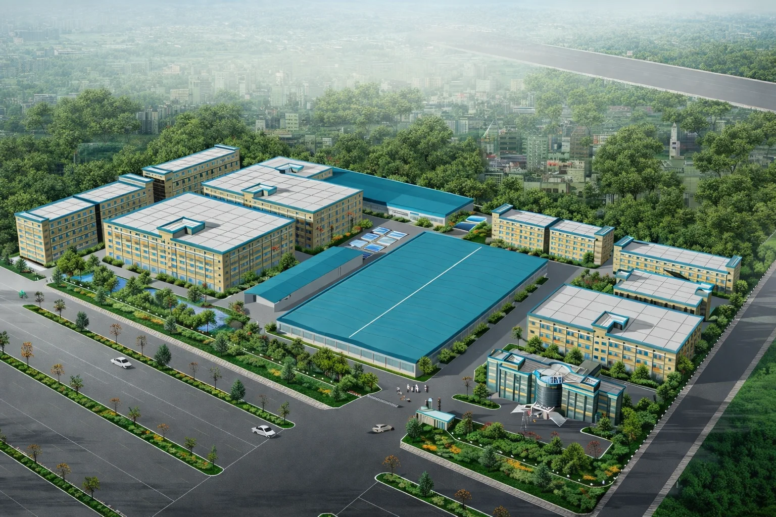 Aerial view of Top Mondial factory complex